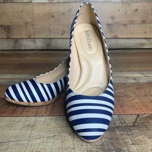 Kelly & Katie Blue White Striped Pumps Cork 7.5